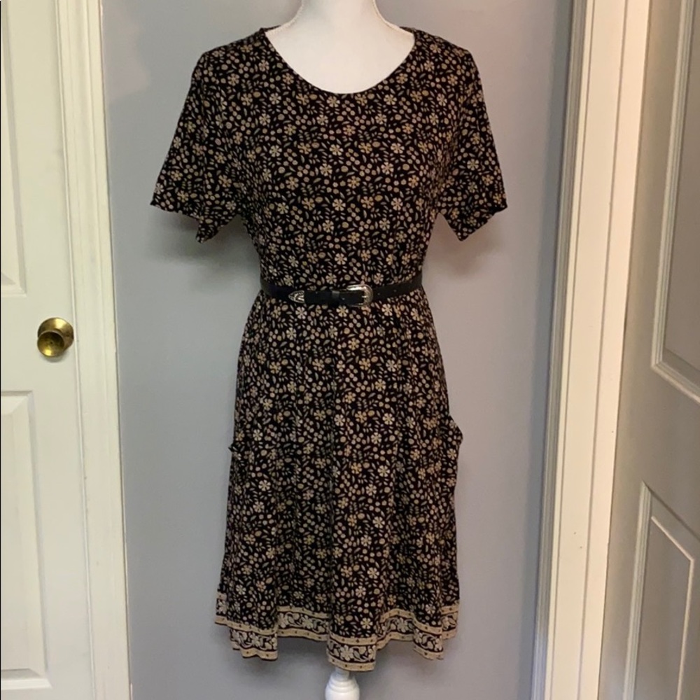 Fat Face Black and Cream Floral Mini Dress